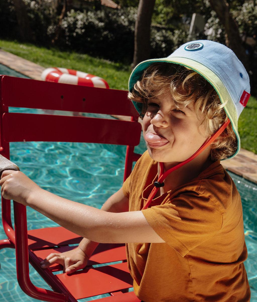 Tweekleurige bob hat kind blauw groen rood koord Patch Cool Kids Only Hello Hossy