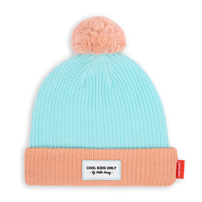 Muts met pompon Color Block Candy voor kind en baby – platliggend aanzicht