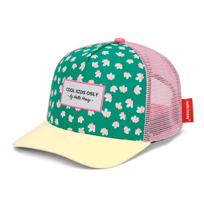Kinderpet trucker groen motief bloemen roze niet gedragen Hello Hossy