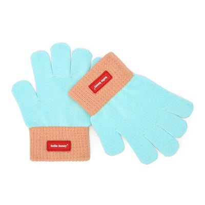 Tweekleurige gebreide handschoenen Handy Candy voor kinderen en baby's – platliggende foto