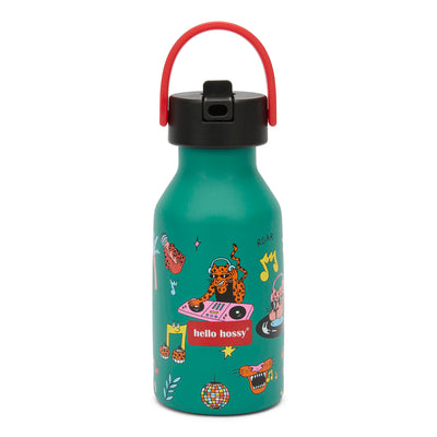 Drinkfles kind groen prints muziek dieren handvat rood Hello Hossy