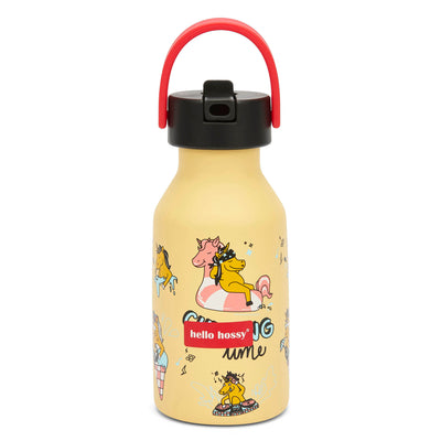 Drinkfles kind geel motief eenhoorn handvat rood Hello Hossy