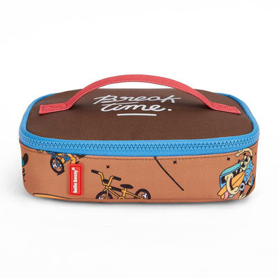 Lunchtas kind bruin motieven mascots fiets rits blauw Hello Hossy