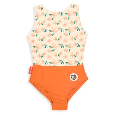 Zwempak meisje roze oranje prints bloemen rond patch Cool Kids Only Hello Hossy