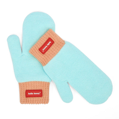 Tweekleurige gebreide wanten Hotty Candy voor kind en baby – platliggende weergave