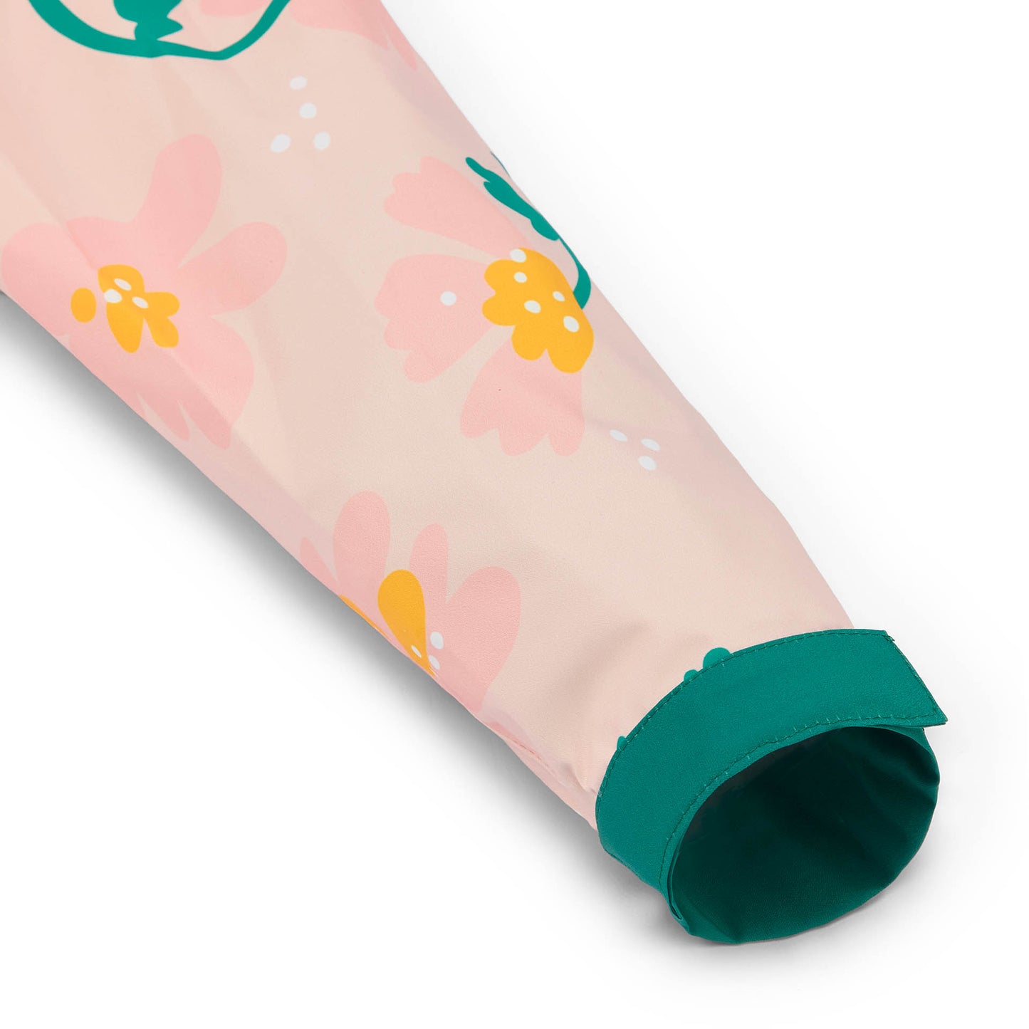 Mouw poncho kind roze bloemen motieven groene sluiting Hello Hossy