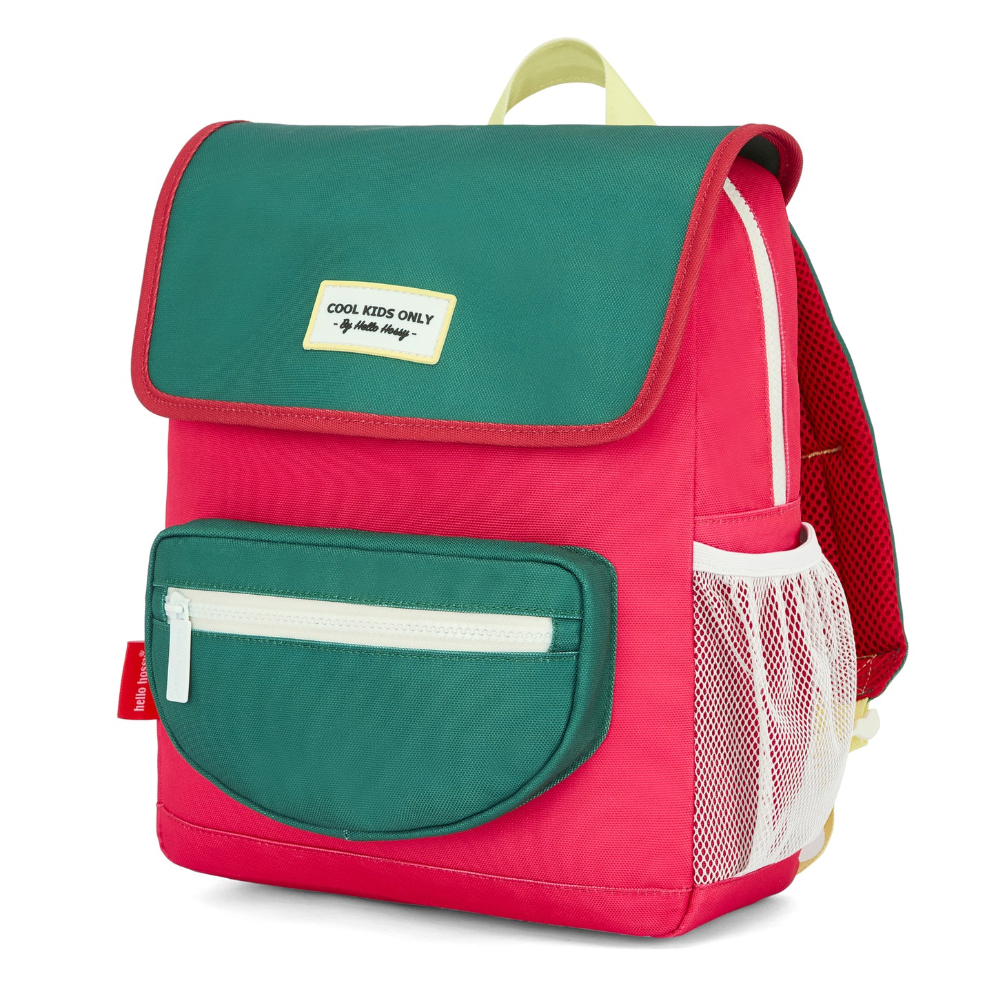 Rugzak kind framboise groen voorvak Hello Hossy