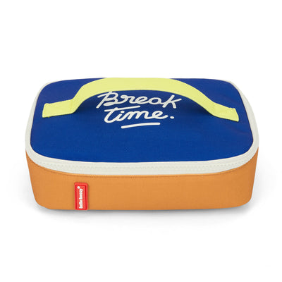 Snackzakje kind blauw oranje opschrift Break Time Hello Hossy