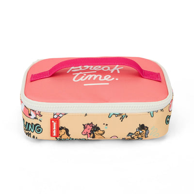 Snackzakje kind geel roze motief eenhoorn tekst break time Hello Hossy