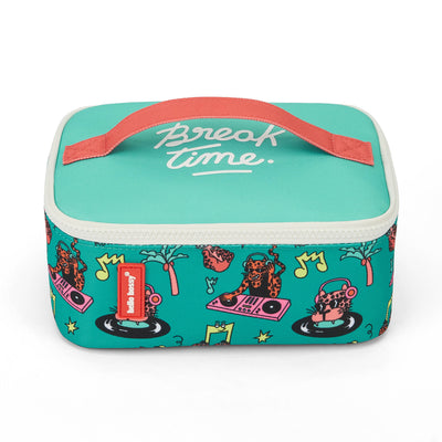 Lunchtas kind groen koraal dierenmotief opschrift Break Time Hello Hossy
