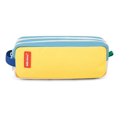 Schooletui kind blauw geel twee compartimenten Hello Hossy