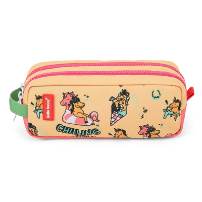 Schooletui kind geel prints eenhoorn multicolour Hello Hossy