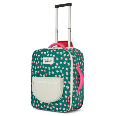 Valies kind groen bloemen motief roze handgrepen Hello Hossy