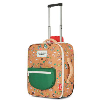 Valies kind bruin motieven muziek groene zak trolley handvat Hello Hossy