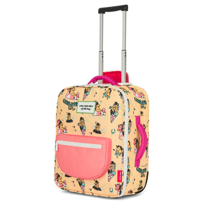 Valies kind geel motief Eenhoorns roze handvat en wielen Hello Hossy