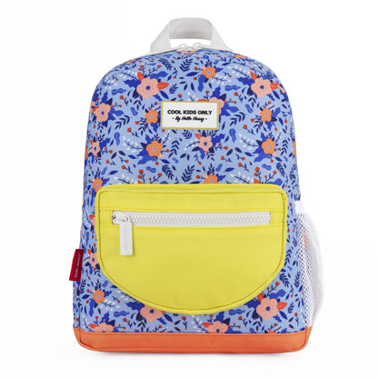 Rugzak kind blauw bloemenprint gele zak Hello Hossy