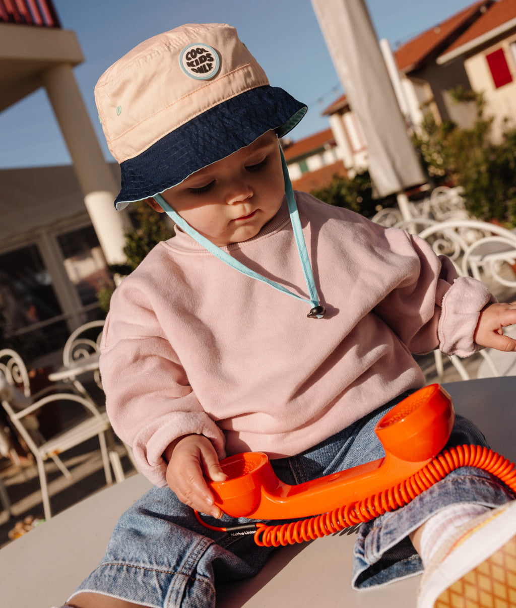 Roze bob hat kind blauw rand verstelbare bandjes Cool Kids Patch Hello Hossy
