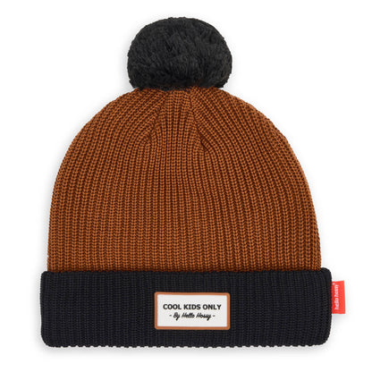 Bonnet avec pompon Color Block Blacky pour enfant et bébé – vue à plat