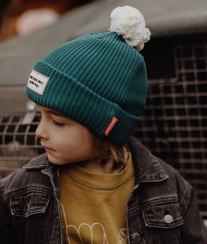 Bonnet Enfants Color Block Duck, avec pompon, doublure polaire, coton biologique, dès 9 mois, Cool Kids Only !