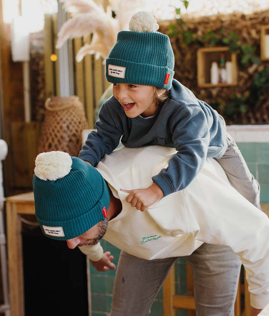 Bonnet Parents-Enfants Color Block Duck, avec pompon, doublure polaire, coton biologique, matchy-matchy, dès 9 mois, Cool Kids Only !