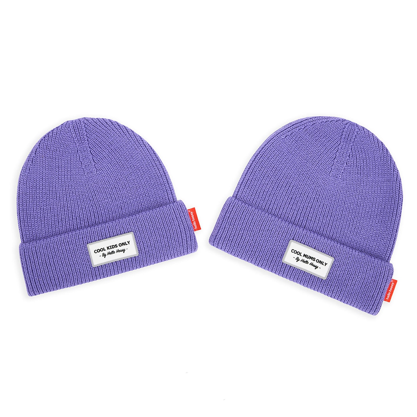 Bonnet coloré Parents-Enfants Pop Purple, maille douce et fine, laine, sans pompon, dès 9 mois, Cool Kids Only !