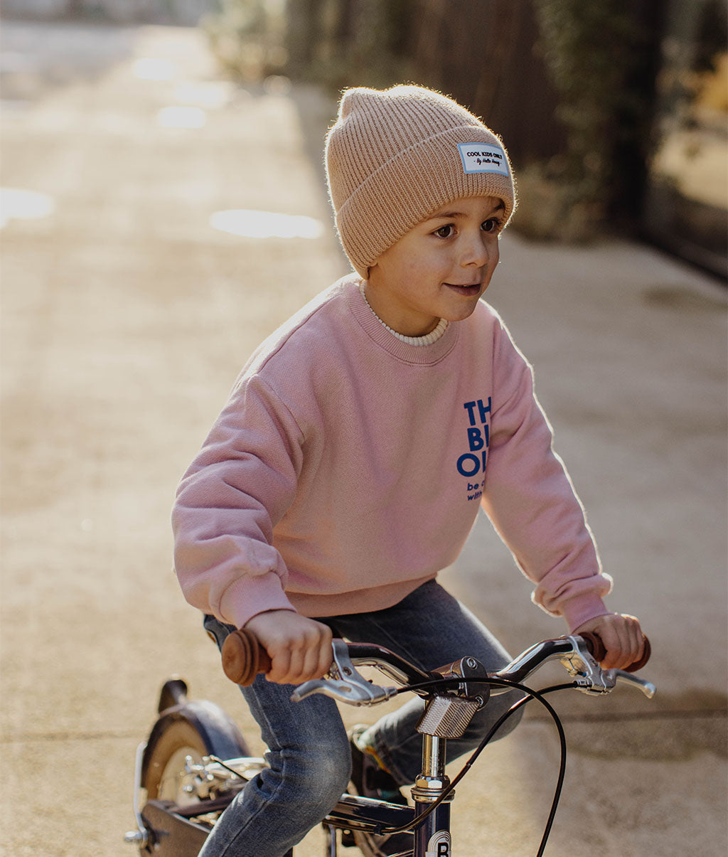 Bonnet coloré Enfants Pop Champagne, maille douce et fine, laine, sans pompon, dès 9 mois, Cool Kids Only !