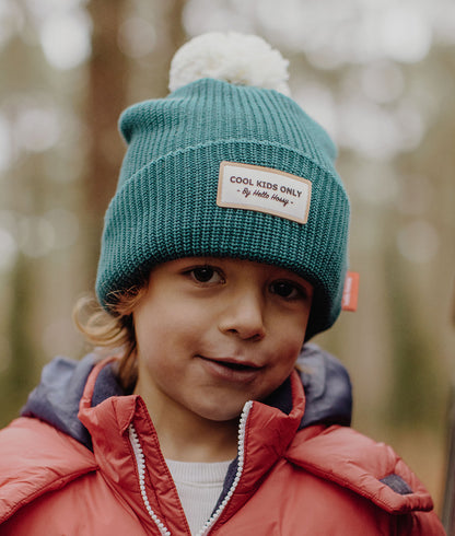 Bonnet Enfants Color Block Duck, avec pompon, doublure polaire, coton biologique, dès 9 mois, Cool Kids Only !