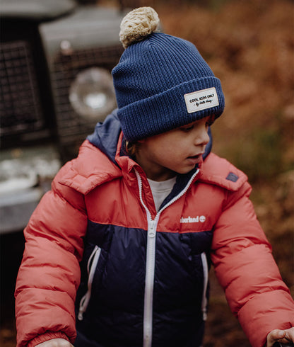 Bonnet Enfants Color Block Night, avec pompon, doublure polaire, coton biologique, dès 9 mois, Cool Kids Only !