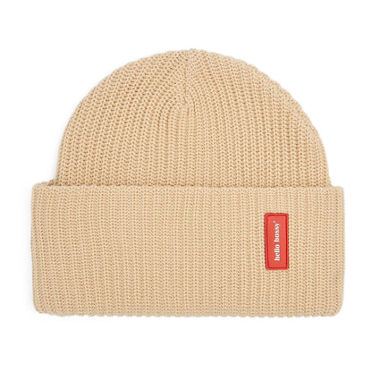 Bonnet en maille Flow Creamy pour enfant, bébé et parent – vue à plat