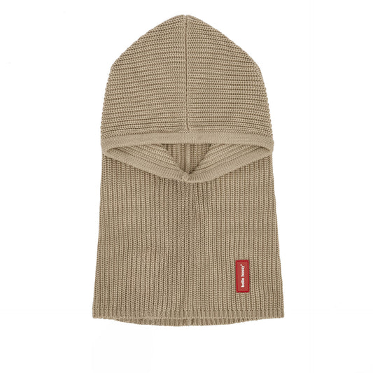 Cagoule en maille beige Hoody Latte pour enfant et bébé – vue à plat