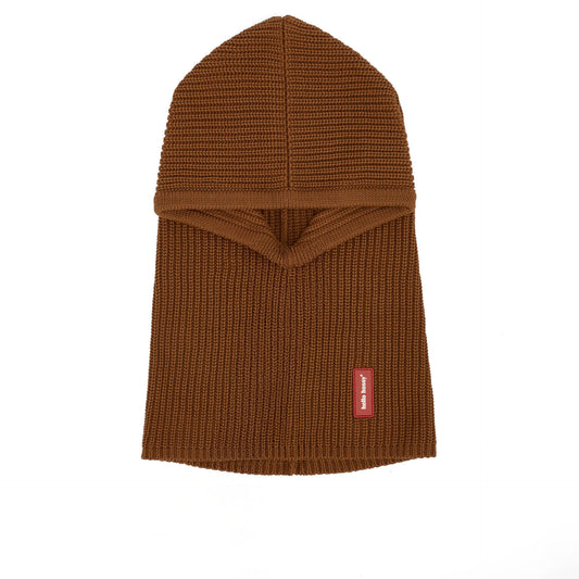 Cagoule en maille marron Hoody Nut pour enfant et bébé – vue à plat