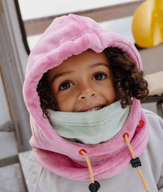 Kinder balaclava roze blauw fleece verstelbare voering Herfst-Winter Collectie Hello Hossy