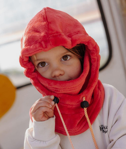 Balaclava kind rood fleece verstelbare nekwarmer herfst-wintercollectie Hello Hossy