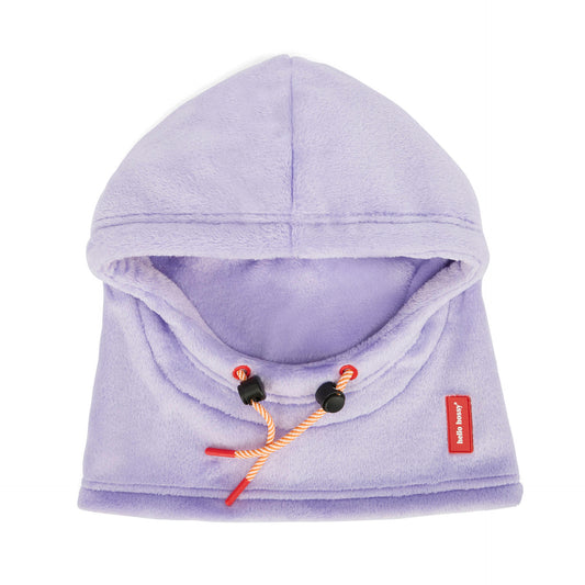 Cagoule en polaire lilas Warmy Mauve pour enfant et bébé – vue à plat