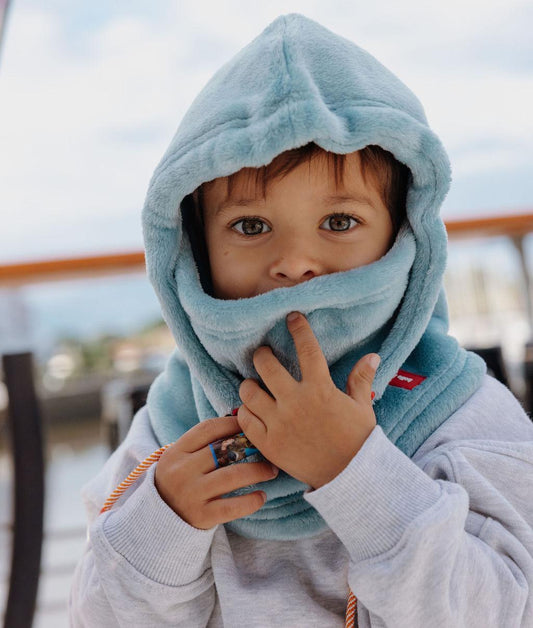 Balaclava kind blauw fleece comfortabele nekwarmer Hello Hossy