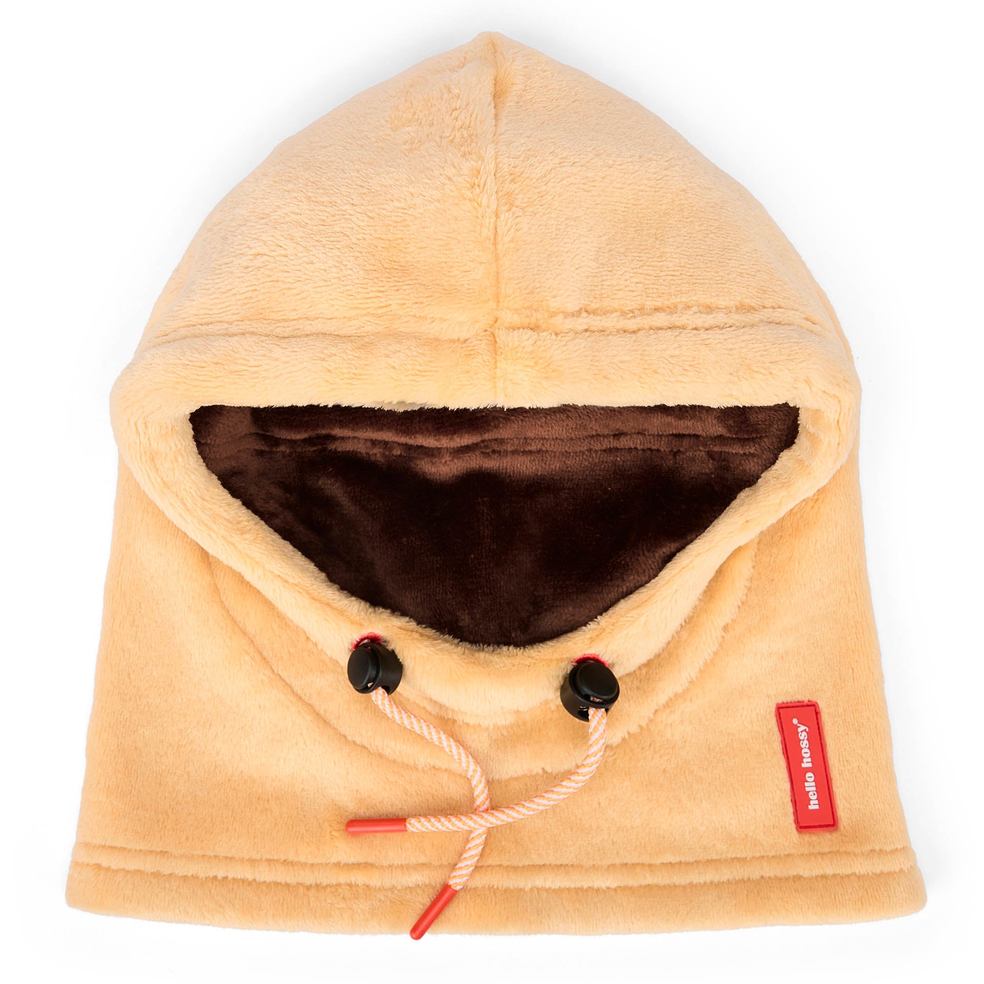 Kinder balaclava Beige bruin fleece met verstelbare koordjes Hello Hossy