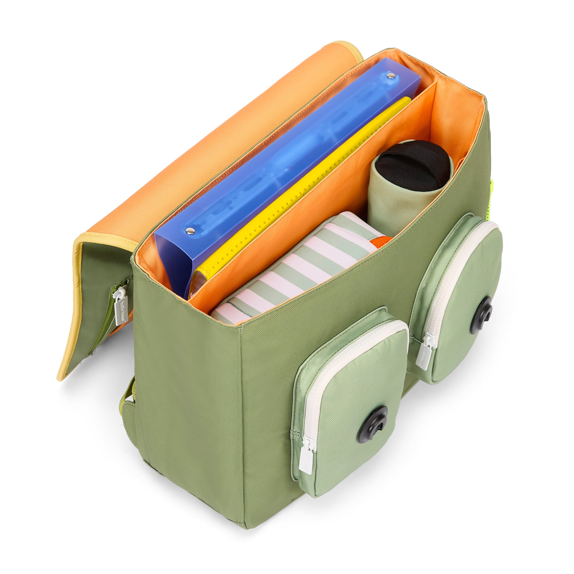 Schooltas kind groen meerdere vakken Hello Hossy