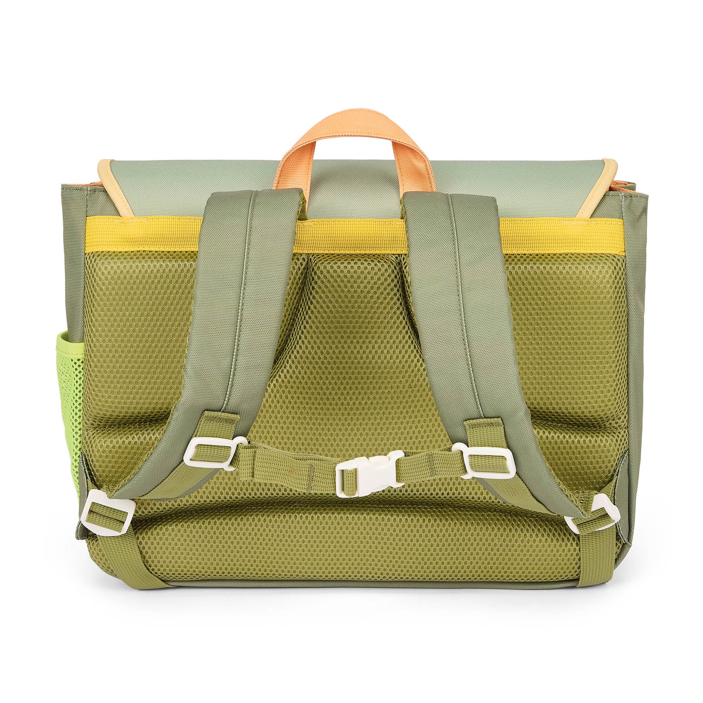 Groene kinderen schooltas met gewatteerde bandjes en handgreep Hello Hossy