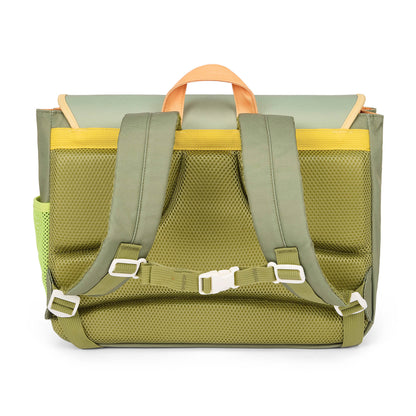 Groene kinderen schooltas met gewatteerde bandjes en handgreep Hello Hossy