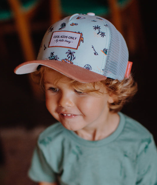 Casquette Enfants Blue Island, style Trucker, éco-responsable, certifiée Oeko-Tex, dès 9 mois, Cool Kids Only !