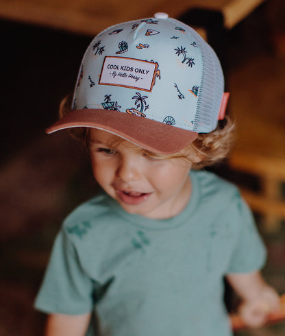 Casquette Enfants Blue Island, style Trucker, éco-responsable, certifiée Oeko-Tex, dès 9 mois, Cool Kids Only !