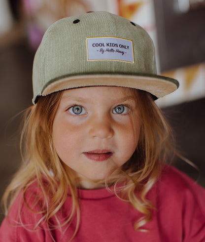 Casquette Enfants Sweet Green Duo, visière plate, velours, certifiée Oeko-Tex, dès 9 mois, Cool Kids Only !