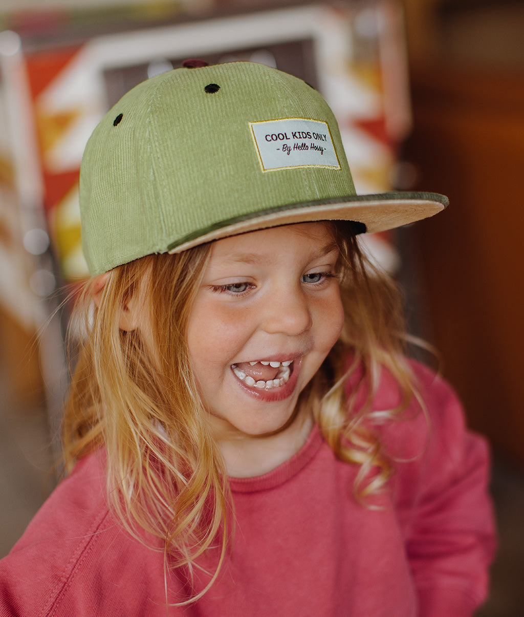 Casquette Enfants Sweet Green Duo, visière plate, velours, certifiée Oeko-Tex, dès 9 mois, Cool Kids Only !