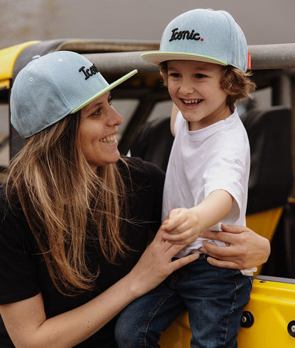 Casquette Parents-Enfants Jean Iconic, visière plate, coton biologique, certifiée Oeko-Tex, dès 9 mois, Cool Kids Only !