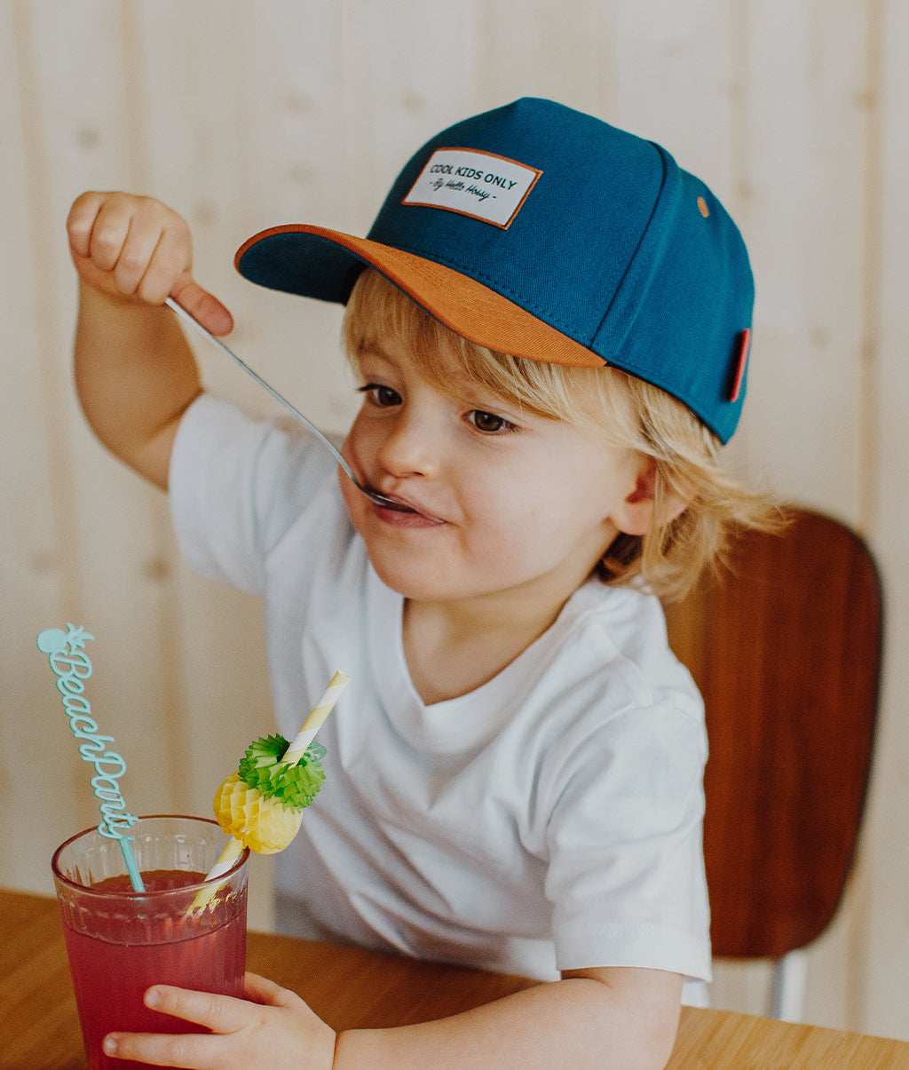 Casquette Parents-Enfants Mini Duck Blue, visière courbée, matchy-matchy, 100% coton biologique, dès 9 mois, Cool Kids Only !