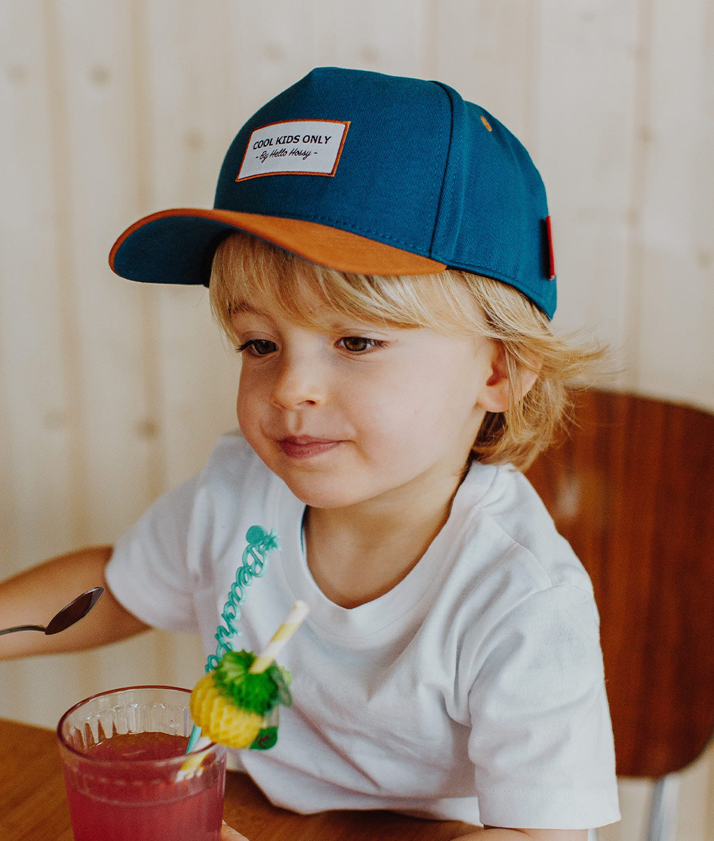 Casquette Parents-Enfants Mini Duck Blue, visière courbée, matchy-matchy, 100% coton biologique, dès 9 mois, Cool Kids Only !