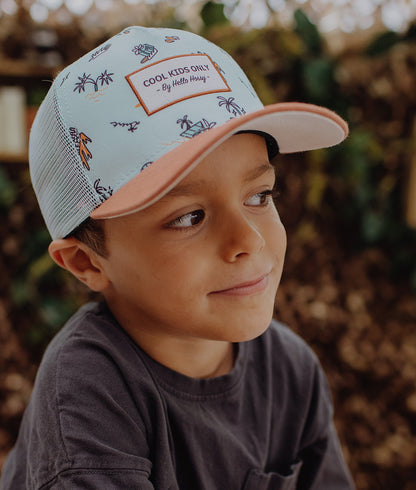 Casquette Enfants Blue Island, style Trucker, éco-responsable, certifiée Oeko-Tex, dès 9 mois, Cool Kids Only !