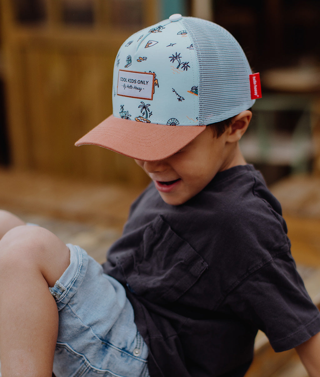 Casquette Enfants Blue Island, style Trucker, éco-responsable, certifiée Oeko-Tex, dès 9 mois, Cool Kids Only !