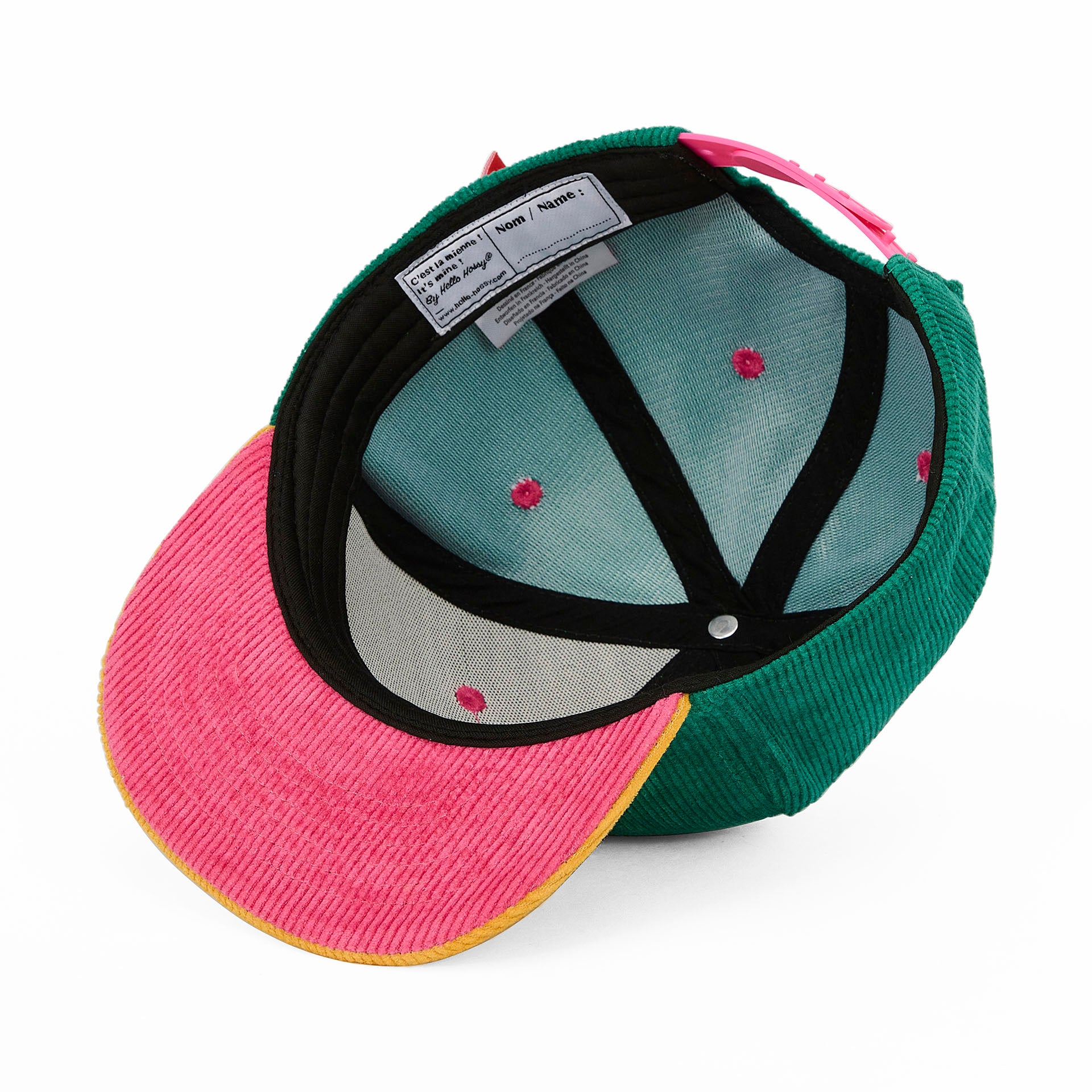 Casquette Enfants Sweet Rainbow, visière plate, velours, certifiée Oeko-Tex, dès 9 mois, Cool Kids Only !