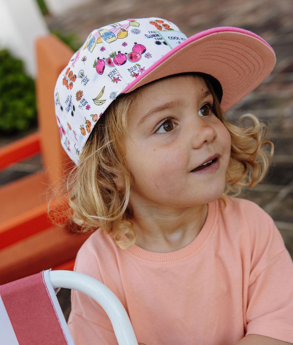 Geïllustreerde kinderpet met plat vizier roze Hello Hossy